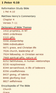 Bible Dictionaries with listings for "gifts"