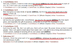 Bible Gateway Keyword Search results: "abilities"