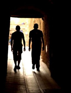 2 men walking together